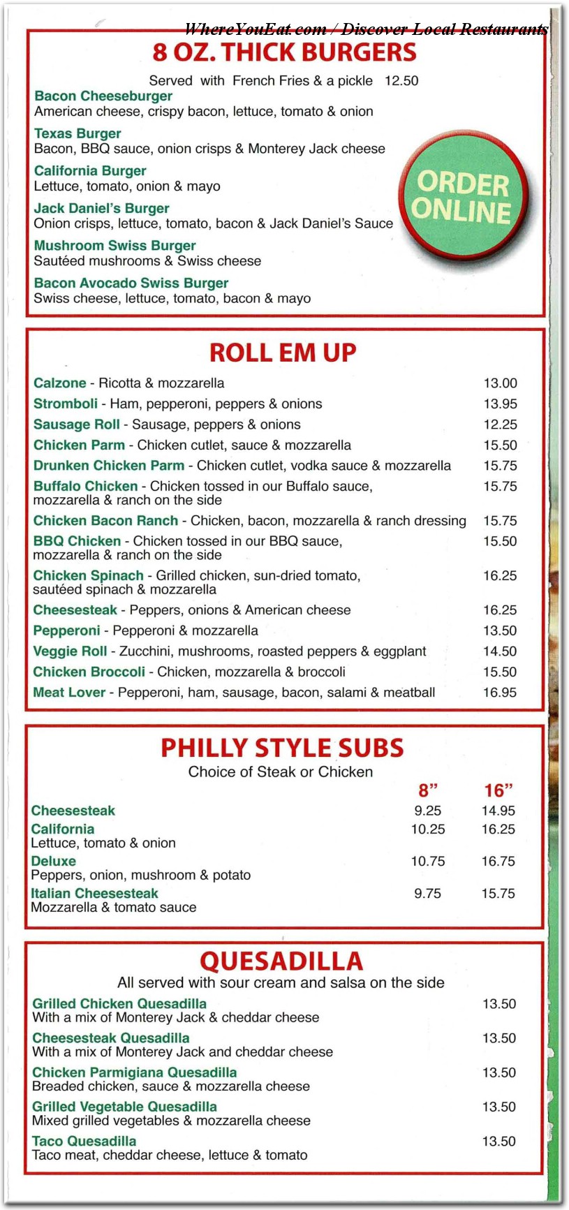 menu