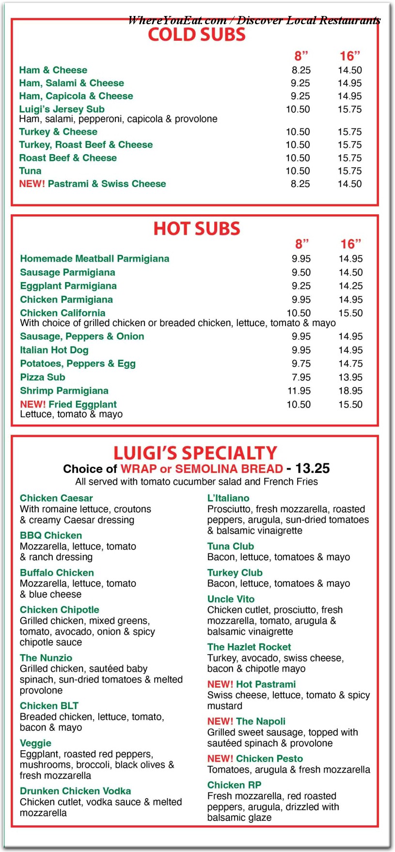 menu
