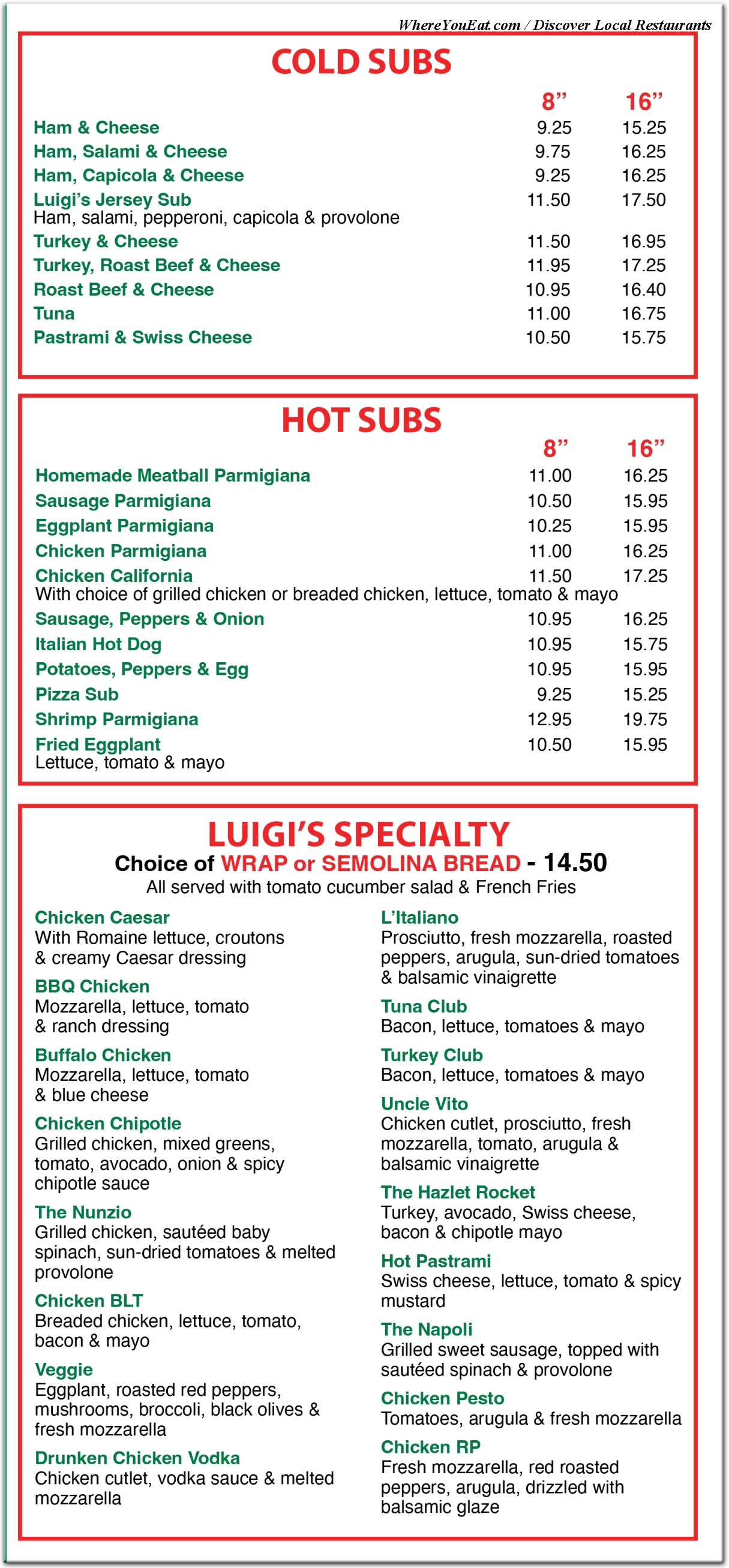 menu